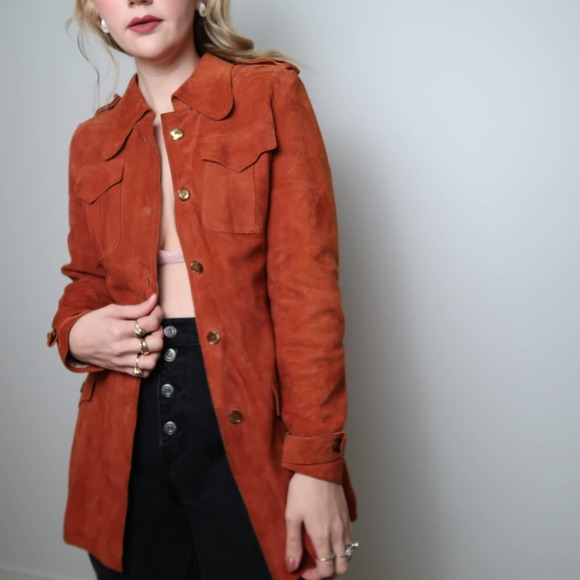 na Jackets & Blazers - Vintage 70's burnt orange suede jacket